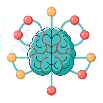 Brain Icon with a Neural Network and Machine Learning Concept vector
