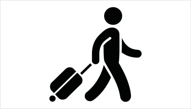 Person Walking with Luggage Icon. vector