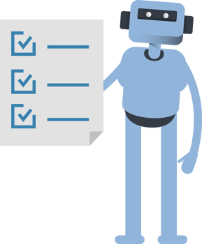 Blue Humanoid Character and Check List Document png