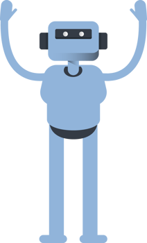 Blue Humanoid Character Raising Hands png