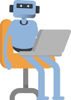 Smart Humanoid Character Working on Laptop png