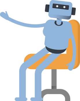 Smart Humanoid Character Sitting on Office Chair png