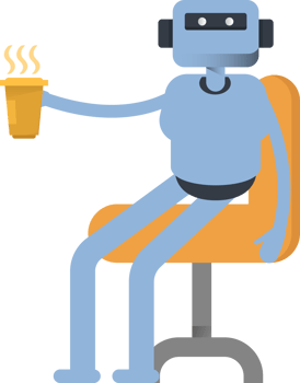 Smart Humanoid Character Drinking Hot Coffee png