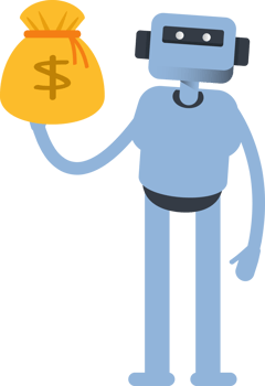 Smart Humanoid Character Holding Dollar Sack png