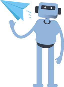 Humanoid Character Holding Blue Paper Plane png