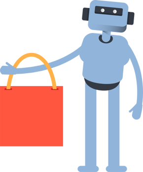 Humanoid Character Holding Red Shopping Bag png