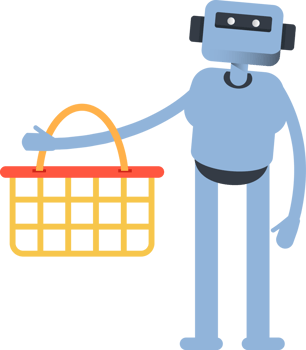 Cute Humanoid Character Holding Shopping Basket png