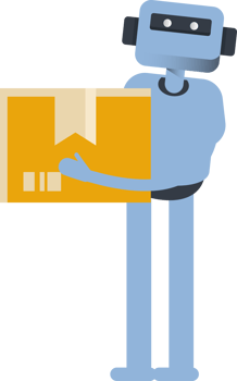 Blue Humanoid Character Holding Box png
