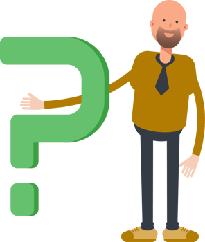 Bald Businessman Character and Question Mark png