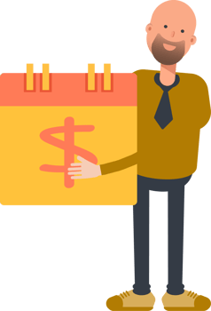 Bald Businessman Character and Payment Date Calendar png
