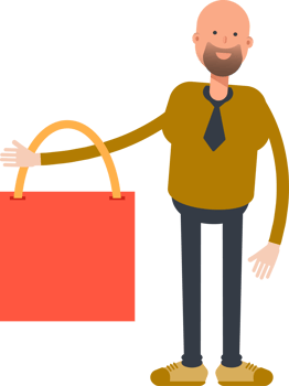 Bald Businessman Character Holding Shopping Bag png