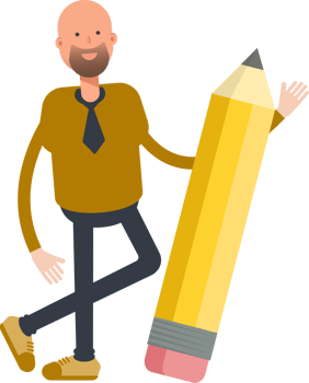 Bald Businessman Character and Pencil png