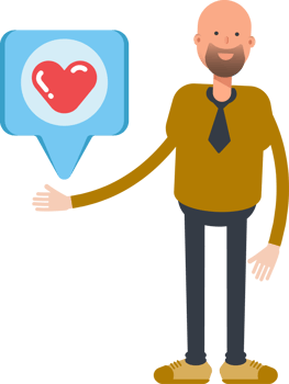Bald Businessman Character and Heart Message png