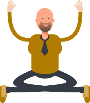 Bald Businessman Character Sitting Illustration png