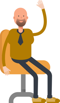 Bald Businessman Character Sitting on Chair png