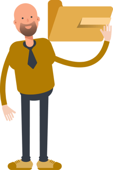 Bald Businessman Character Holding Folder png