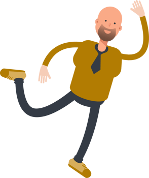 Bald Businessman Character Jumping and Flying png