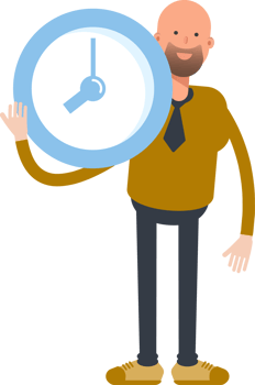 Bald Businessman Character Holding Clock png