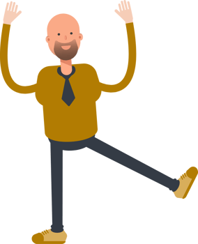 Bald Businessman Character Relaxing and Rising Both IllustrationHands png