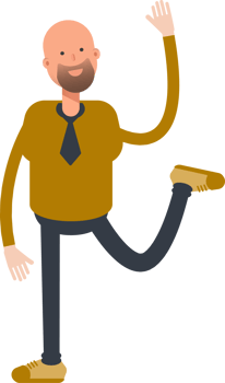 Bald Businessman Character Relaxing and Rising Hand Illustration png