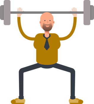 Bald Businessman Character Lifting Barbell png