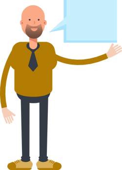Bald Businessman Character and Speech Bubble png