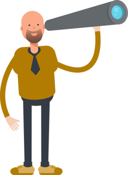 Bald Businessman Character Using Binoculars png
