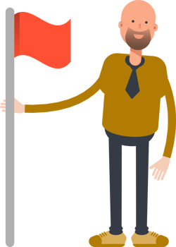 Bald Businessman Character Holding Flag png