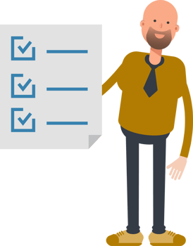 Bald Businessman Character and Check List Document png