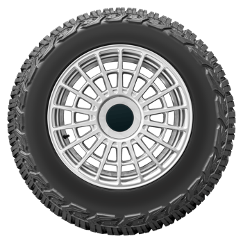 Silver wheel on off road tire png