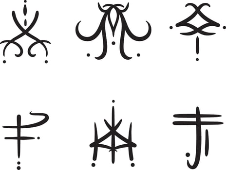 Symbol elements illustration - mixed between contemporary and tribe style design. for tattoo, logo, or symbol design vector