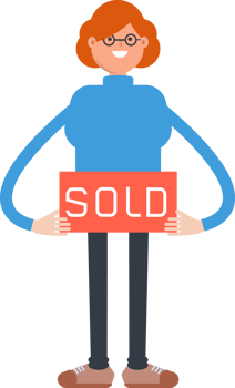 Woman Character Holding Sold Signage png