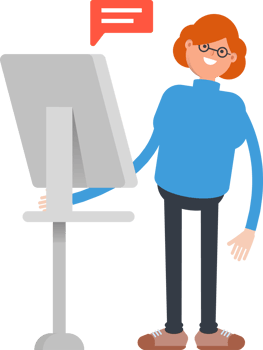 Woman Character Working on Computer png