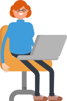 Woman Character Working on Laptop png