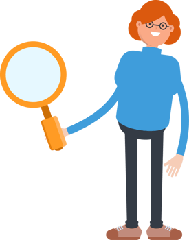 Woman Character Holding Magnifier png