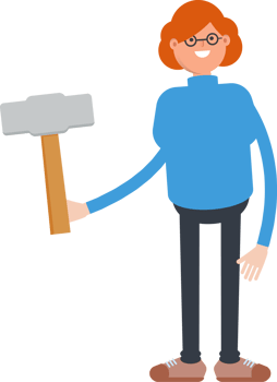 Woman Character Holding Hammer Tool png