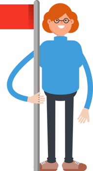 Geek Woman Character Holding Flag Pole png