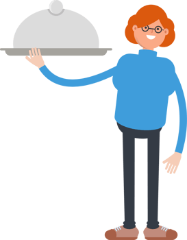 Woman Character Holding Food Dish png