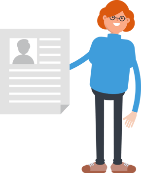 Woman Character Holding Job Application Document png