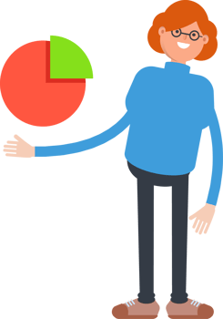Woman Character Holding Pie Chart png