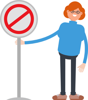 Woman Character and Prohibition Signage png
