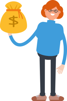 Woman Character Holding Dollar Sack png
