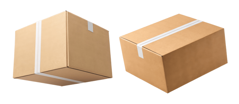 Cardboard boxes with white tape, ideal for shipping and storage solutions png