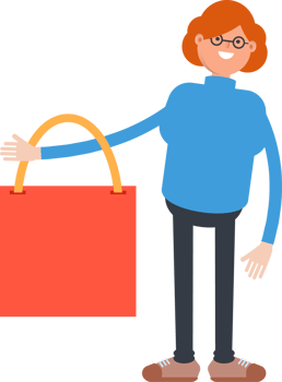 Woman Character Holding Shopping Bag png