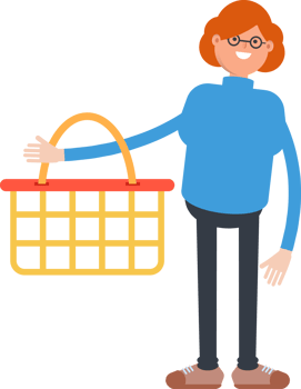 Woman Character Holding Shopping Basket png