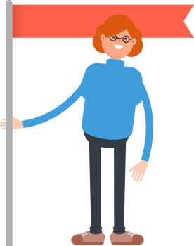 Woman Character Holding Flag Pole png