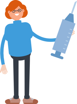 Woman Character Holding Medical Syringe Illustration png