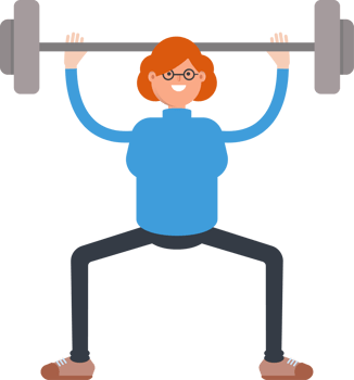 Woman Character Lifting Barbell png
