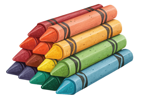 Colorful crayons stacked in pyramid shape, perfect for art projects png