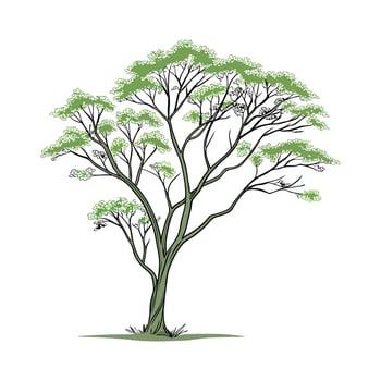 a tree with leaves and green leaves on it vector